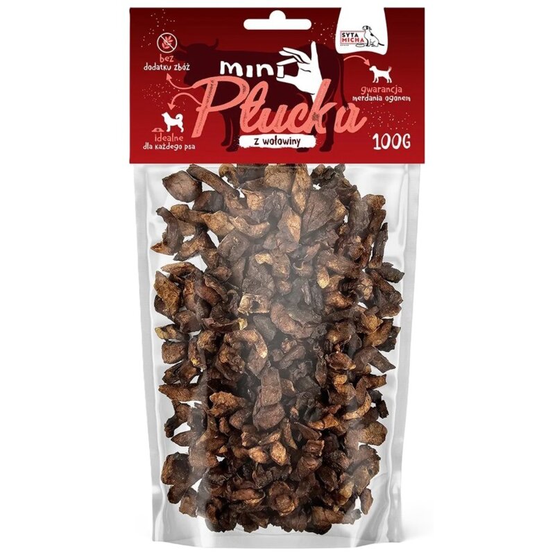 SYTA MICHA Mini płucka z wołowiny - przysmak dla psa - 100g