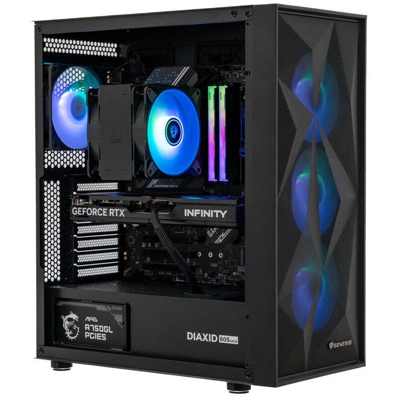 Komputer MAD DOG DIAXID605-I16DR32 i5-14400F 32GB RAM 1TB SSD GeForce RTX5070 DLSS 4 Wi-Fi