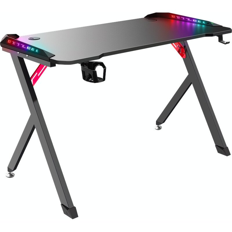 Biurko gamingowe DEFENDER Spirit RGB Czarny