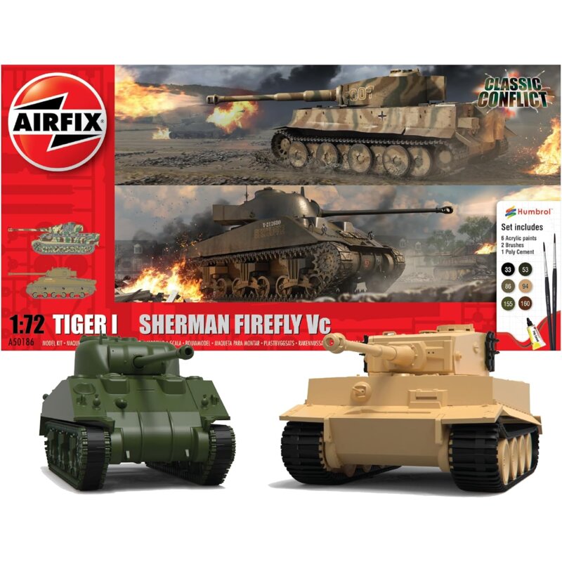 Czołg AIRFIX Set Classic Conflict Tiger 1 Sherman Firefly Vc A50186