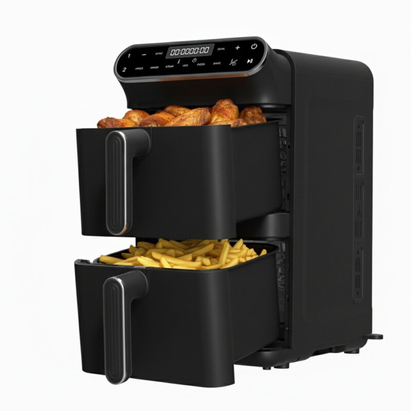 Air Fryer Frytkownica beztłuszczowa TURBOTRONIC TT-AF500D Czarny z podwójnym koszem