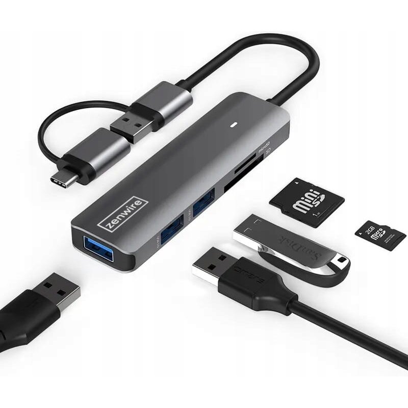 Hub ZENWIRE COMBO BS-HC502 7w1 USB 3.2 Gen. 1, Pasywny
