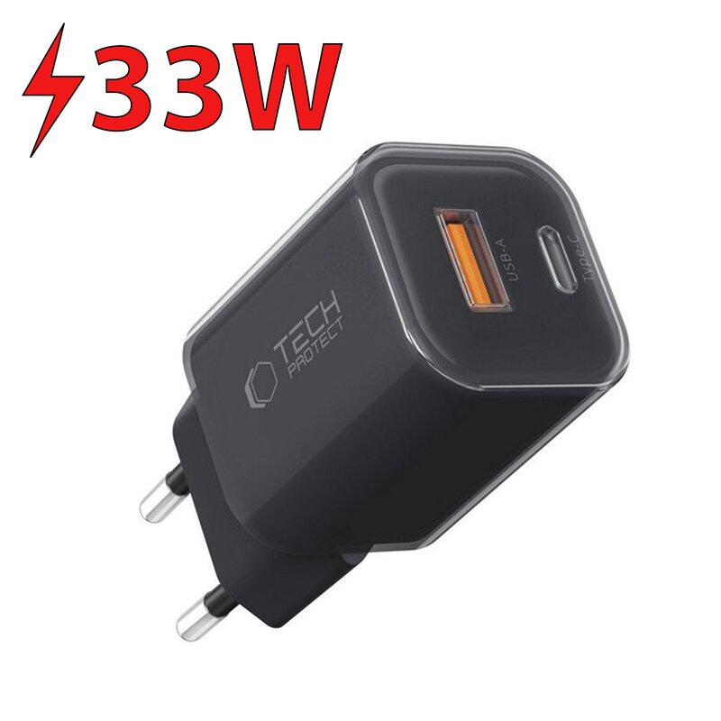 Ładowarka sieciowa TECH-PROTECT NCM33 33W Czarny ładowarka do telefonu USB, USB-C