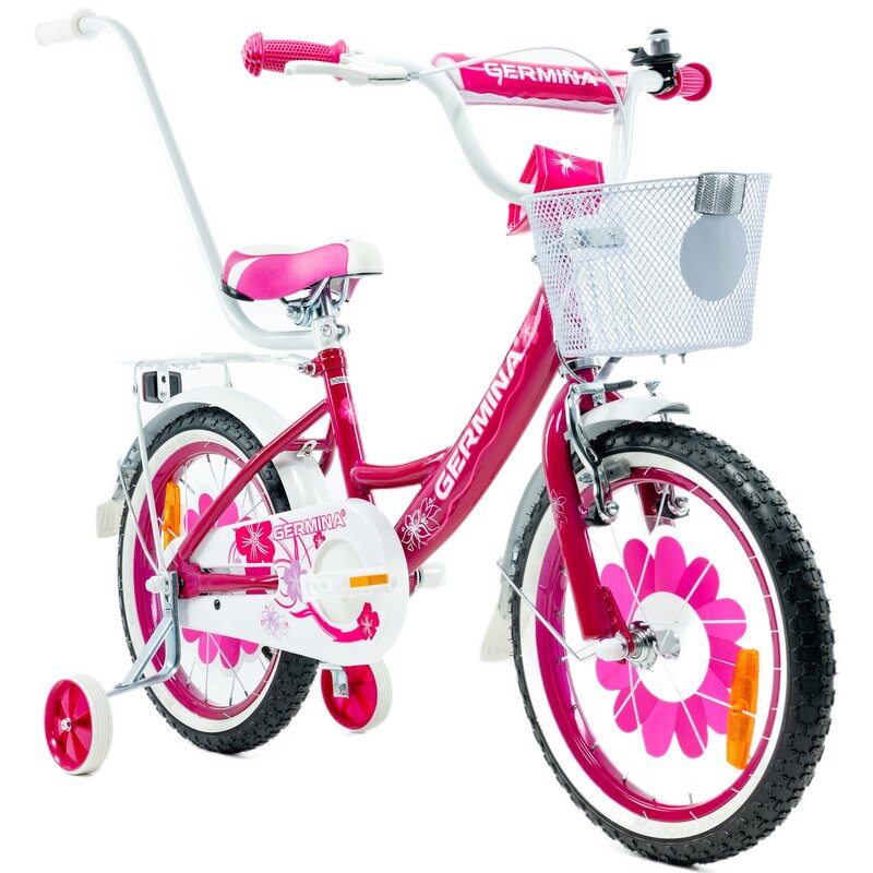 Rower dziecięcy GERMINA BMX 16 cali dla dziewczynki Ciemnoróżowy