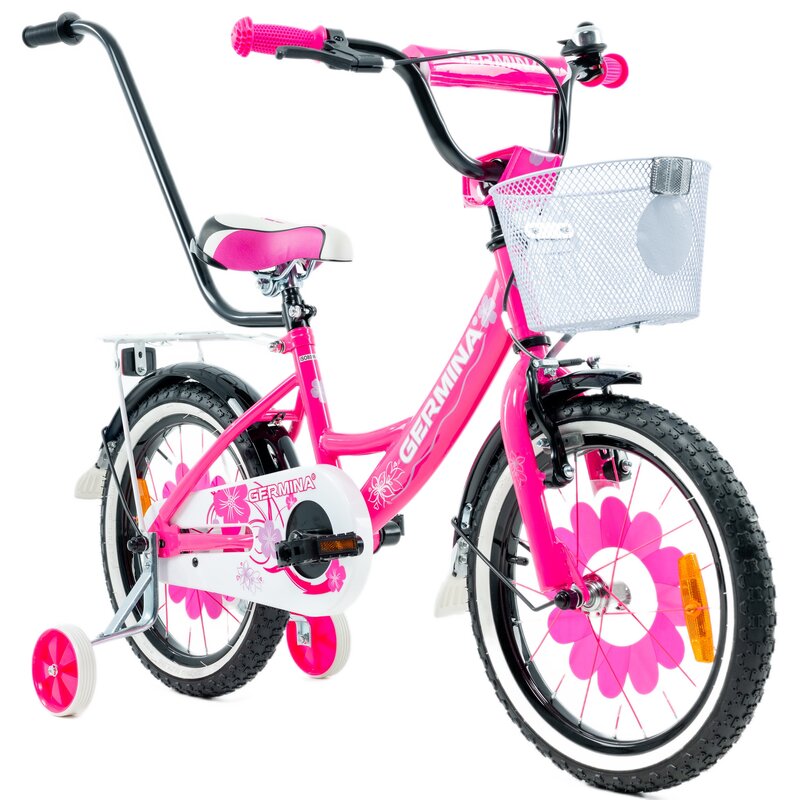 Rower dziecięcy GERMINA BMX 16 cali dla dziewczynki Czarno-różowy