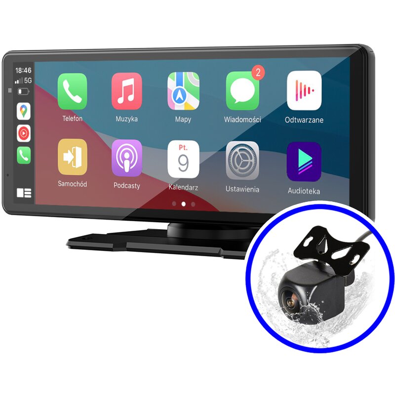 Samochodowy tablet multimedialny NEXADIO CP250 CarPlay Android Auto + Kamera tył