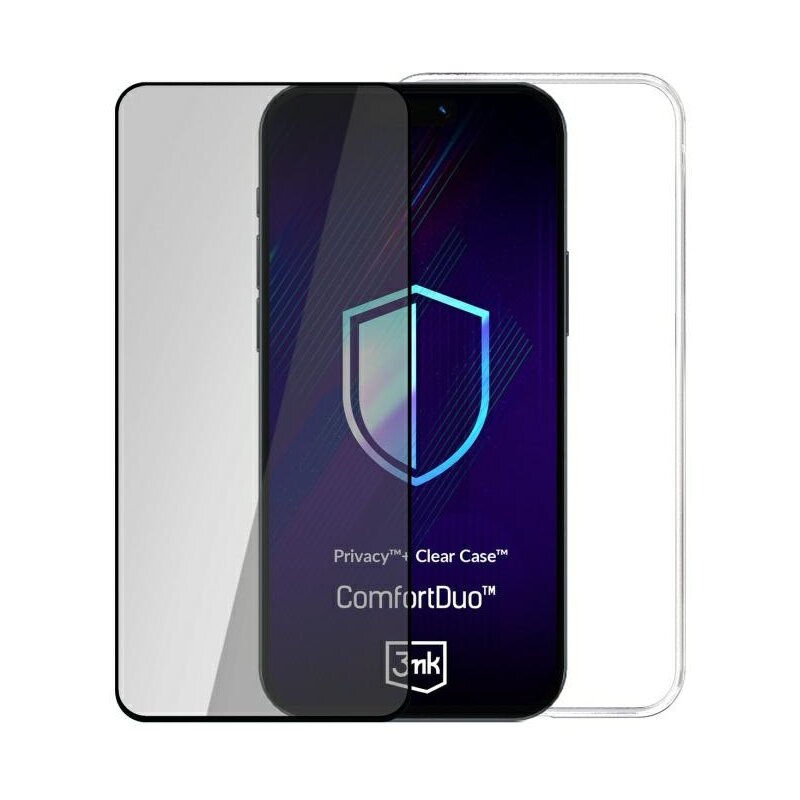 Etui 3MK ComfortDuo Privacy do Apple iPhone 16e Przezroczysty + szkło hartowane