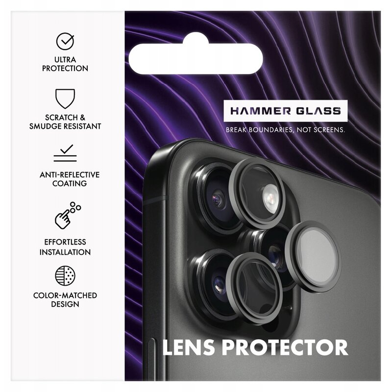 Szkło hartowane na obiektyw HAMMER GLASS Lens Protector do Apple iPhone 15/15 Plus Srebrny
