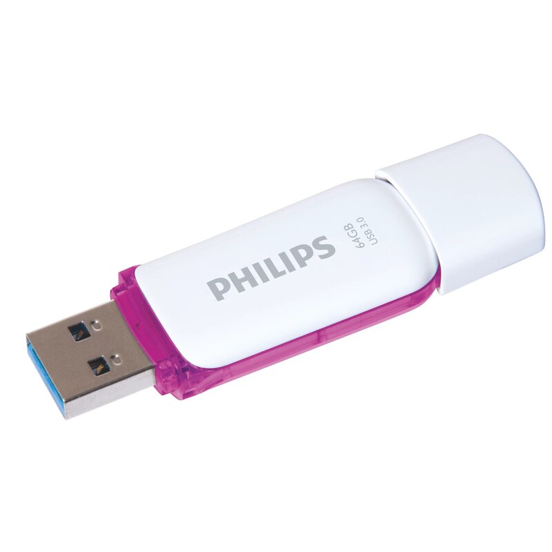 Pendrive PHILIPS Snow 64GB, USB 3.2 Gen. 1 (USB 3.0), Odczyt 100 Mb/s, Zapis 35 Mb/s Biało-fioletowy