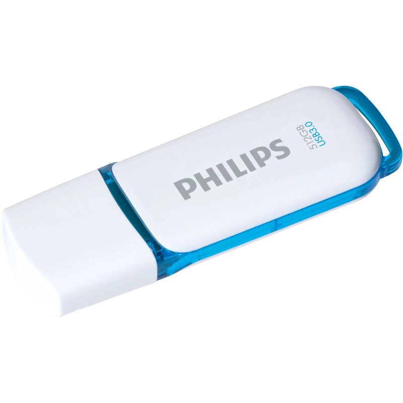 Pendrive PHILIPS Snow 512GB, USB 3.2 Gen. 1 (USB 3.0), Odczyt 120 Mb/s, Zapis 45 Mb/s Biało-niebieski