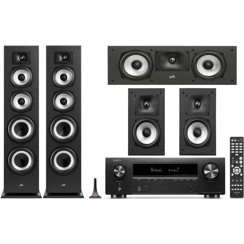 Kino domowe DENON AVR-X1800 + POLK AUDIO Monitor XT70 + XT15 + XT30C Czarny