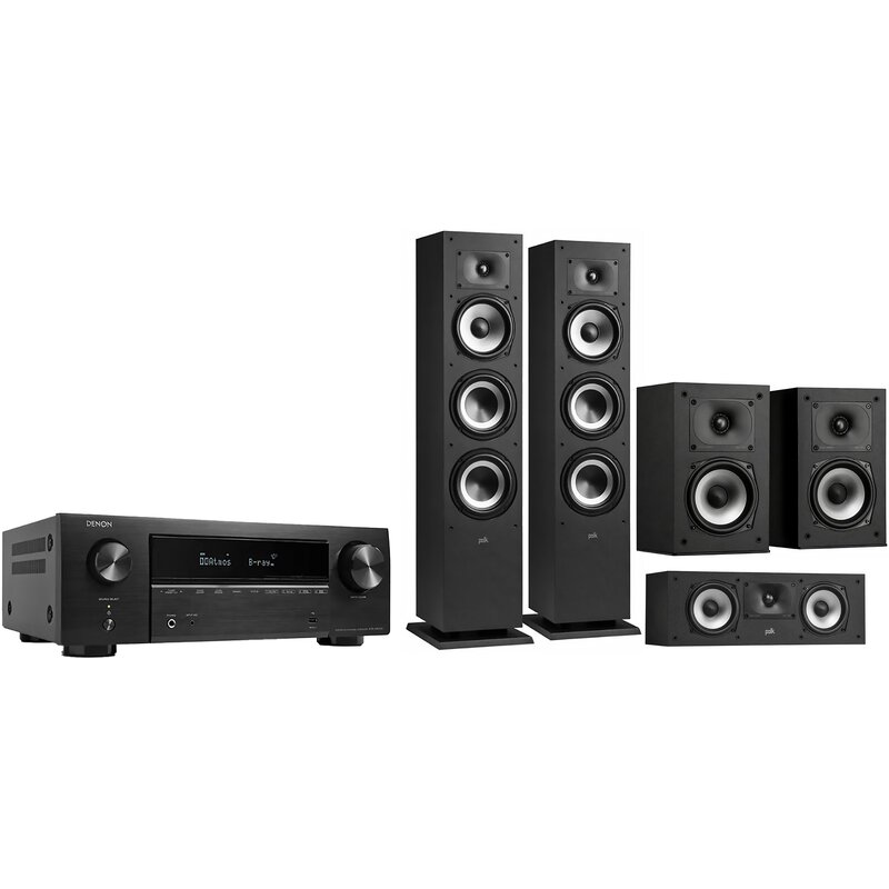 Kino domowe DENON AVR-X1800 + Polk Audio Monitor XT60 + XT15 + XT30C Czarny