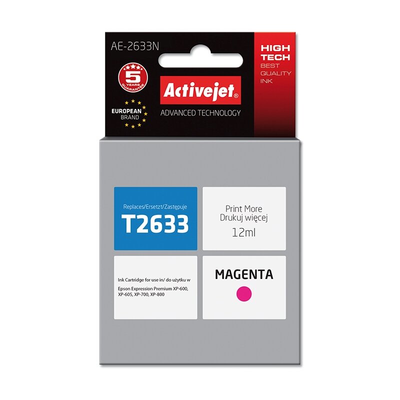 Tusz ACTIVEJET do Epson 26 T2633 Purpurowy 12 ml AE-2633N