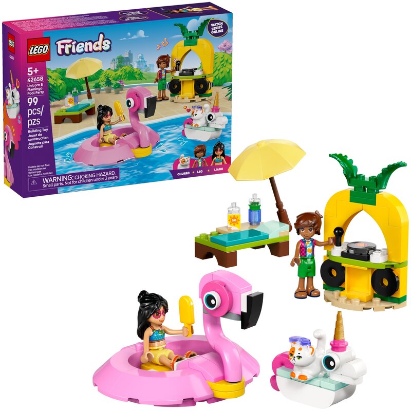 LEGO 42658 Friends Impreza na basenie z jednorożcem i flamingiem