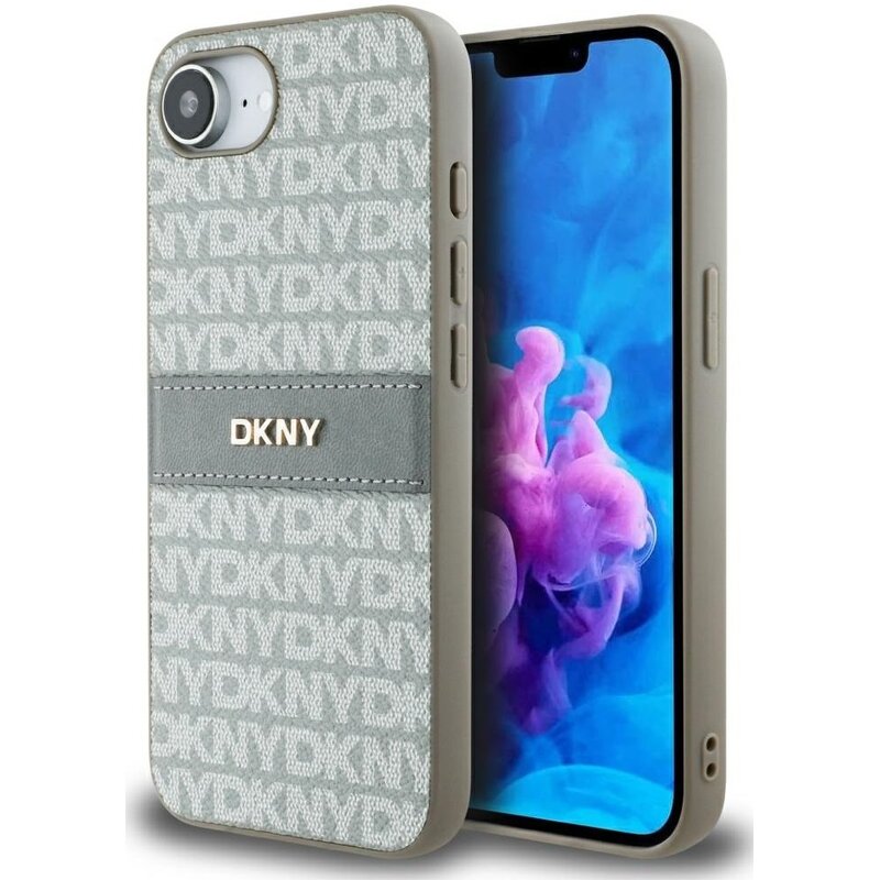 Etui DKNY Repeat Texture Pattern with Tonal Stripe do Apple iPhone 16e/17e Beżowy
