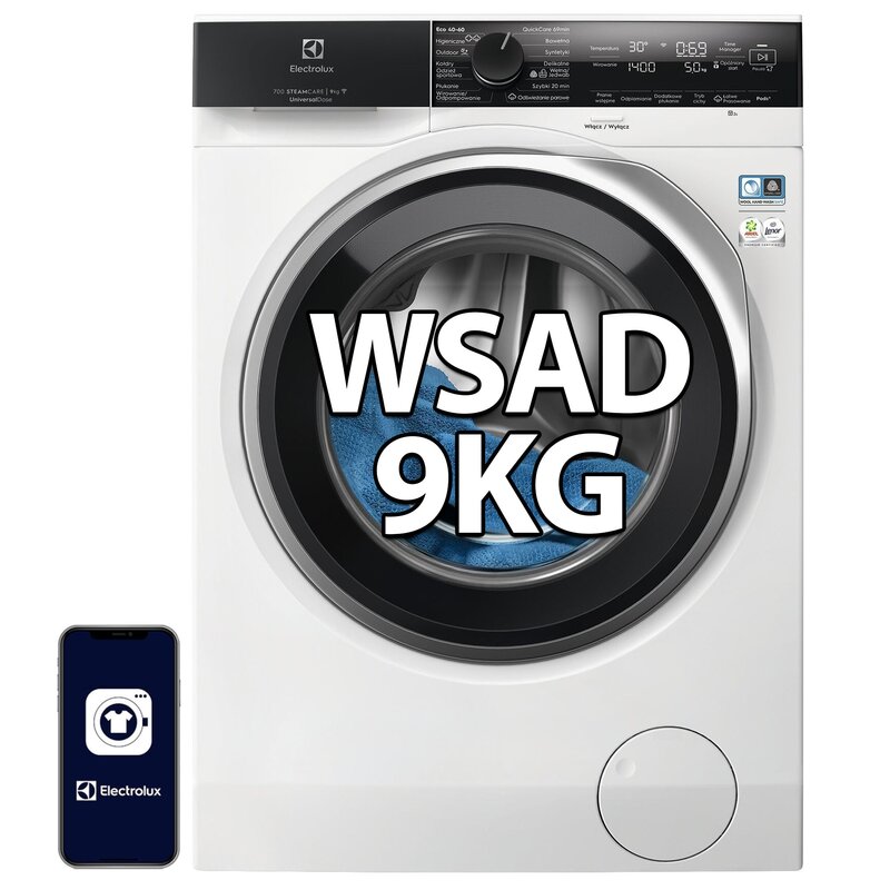 Pralka ELECTROLUX 700 SteamCare MEW4EH9Y7P 9kg 57.2cm 1400obr Sterowanie smartfonem