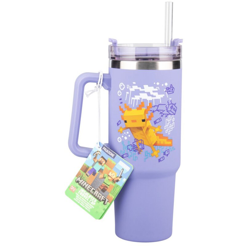Paladone Insulated Travel Cup Minecraft Axolotl Ze słomką 900ml
