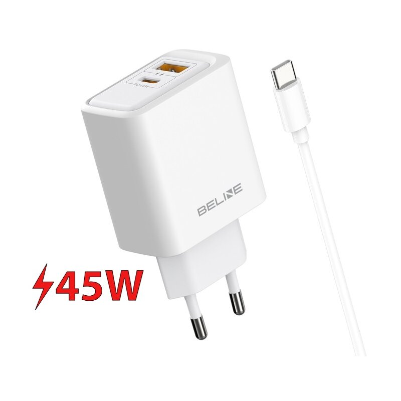 Ładowarka sieciowa BELINE BLN2CB45C 45W Biały ładowarka do telefonu USB, USB-C + kabel