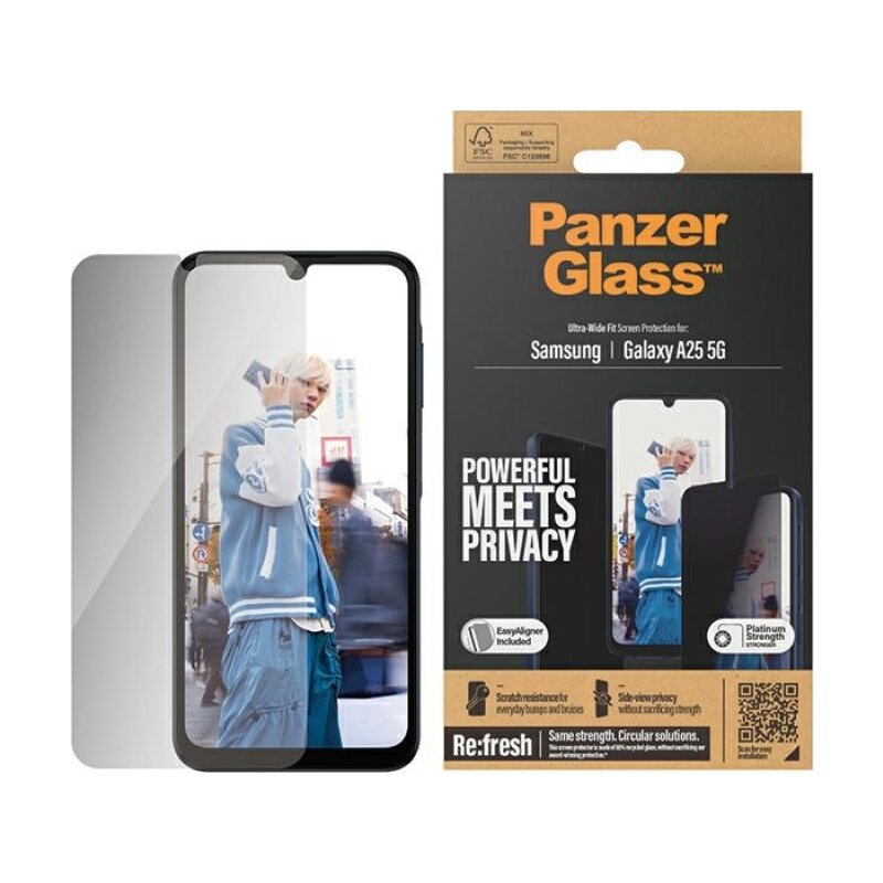 Szkło prywatyzujące PANZERGLASS Ultra-Wide Fit Privacy Easy Aligner Included Privacy do Samsung Galaxy A25 5G