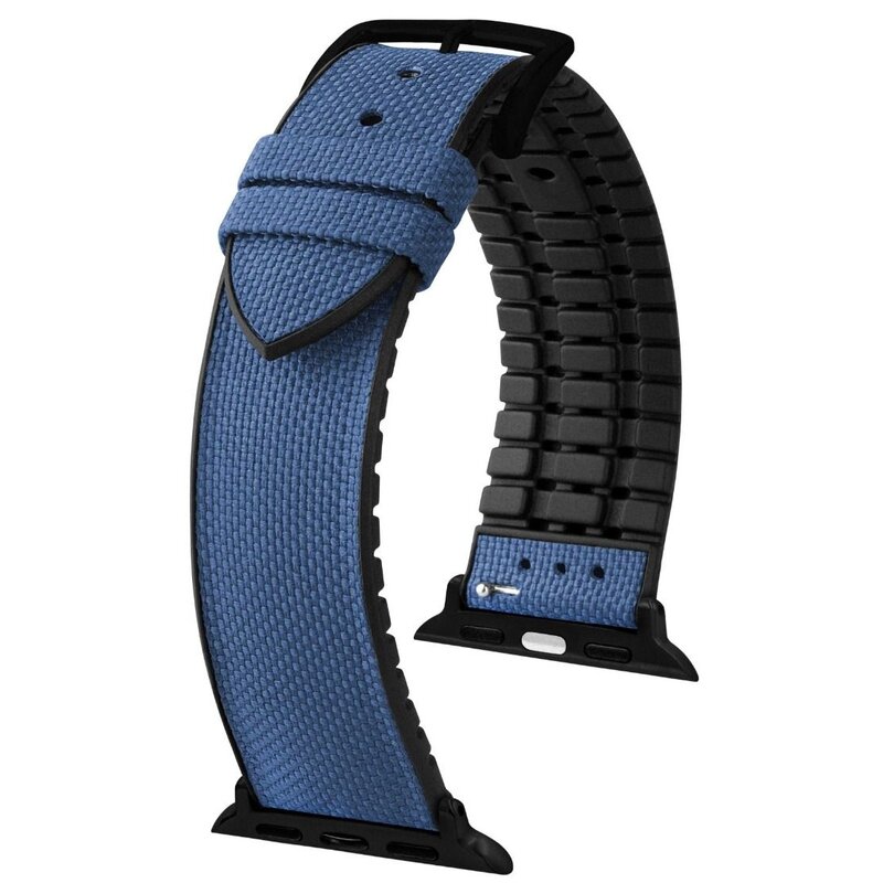 Pasek HIRSCH Arne do Apple Watch do koperty 42/44/45/46/49 Niebieski + Adapter