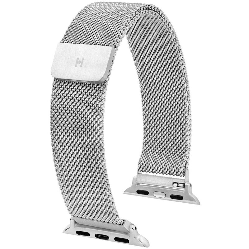 Pasek HIRSCH Milanaise do Apple Watch do koperty 38/40/41mm Srebrny + Adapter