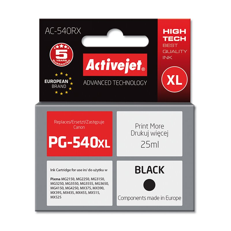 Tusz ACTIVEJET do Canon PG-540 XL Czarny 25 ml AC-540RX