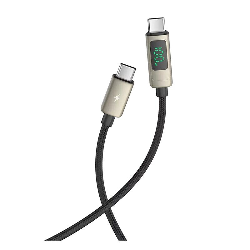 Kabel USB-C - USB-C VEN-DENS z wyświetlaczem LCD 100W 1.5 m Czarny