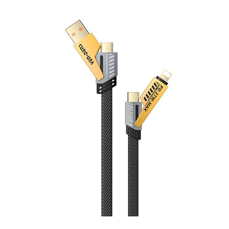 Kabel USB-C/USB - USB-C/Lightning VEN-DENS 65W 1.2 m Czarny