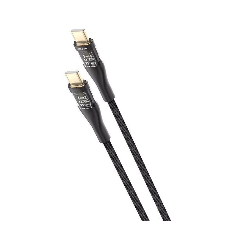 Kabel USB-C - USB-C VEN-DENS LED 60W 1.5 m Czarny