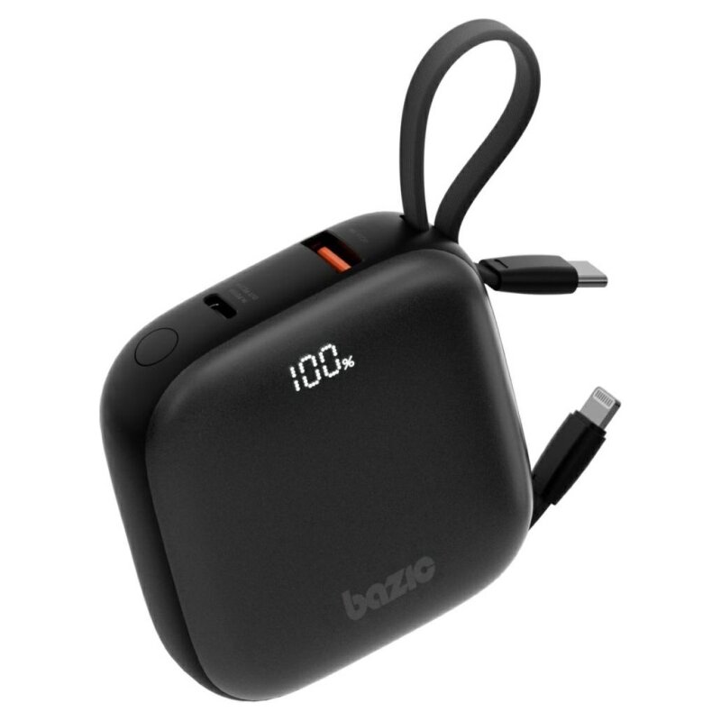 Bazic Fusion 10000mAh PD 20W Wbudowany kabel USB-C/Lightning Czarny