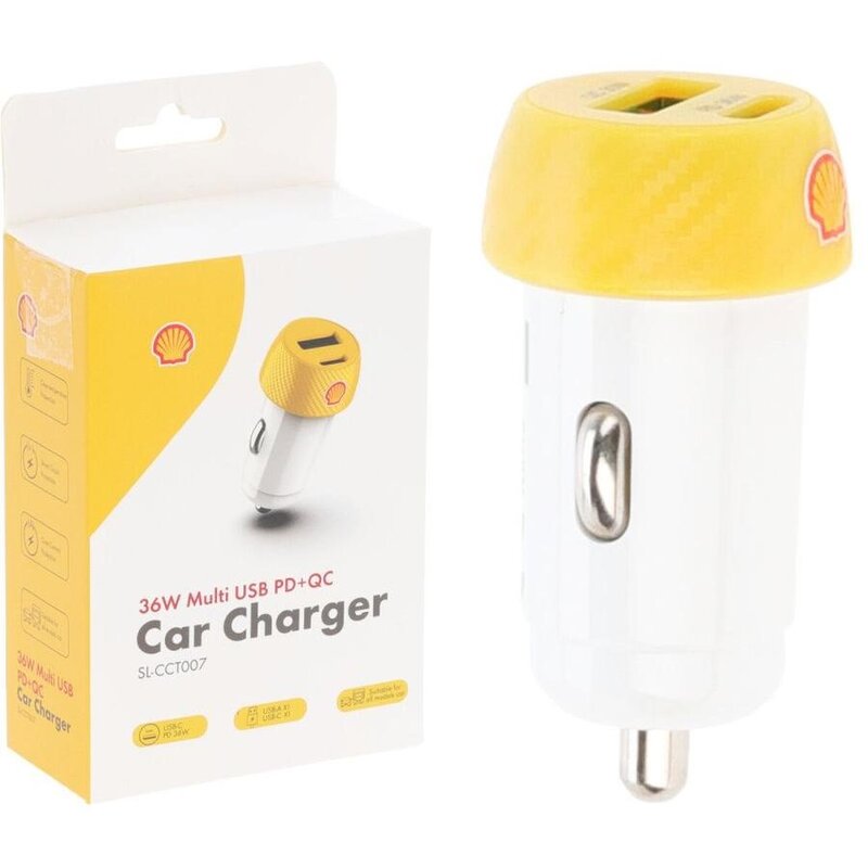 Ładowarka samochodowa SHELL Multi Usb Pd+Qc 36 W Biały