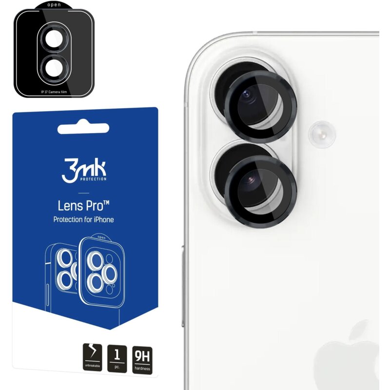 Szkło hartowane na obiektyw 3MK Lens Protection Pro do Apple iPhone 17 Czarny