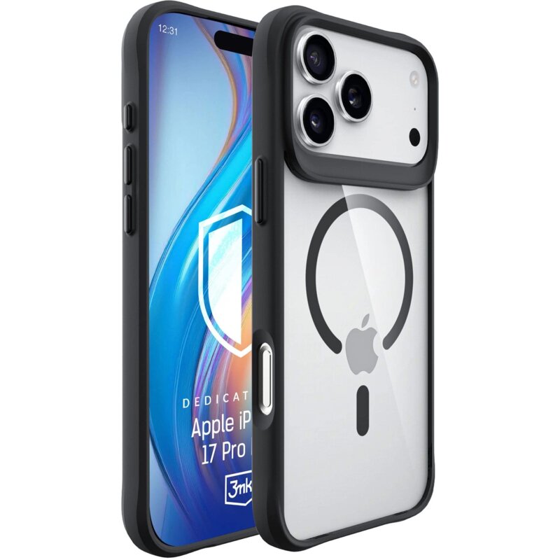 Etui 3MK Satin Armor MagCase do Apple iPhone 17 Pro Max Przezroczysto-czarny