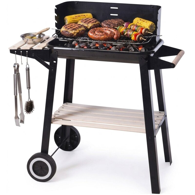 Grill ogrodowy węglowy BBQ LINE C83000600 Kółka, półki boczne, regulacja wysokości