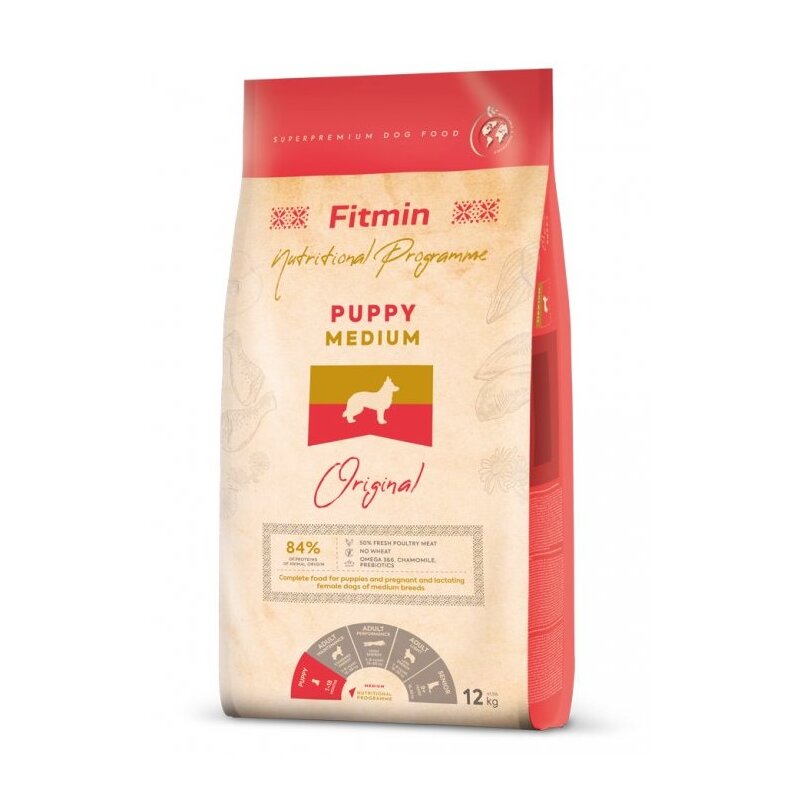 Karma dla psa FITMIN Medium Puppy Drób z mięsem ryb i wątróbką 12 kg