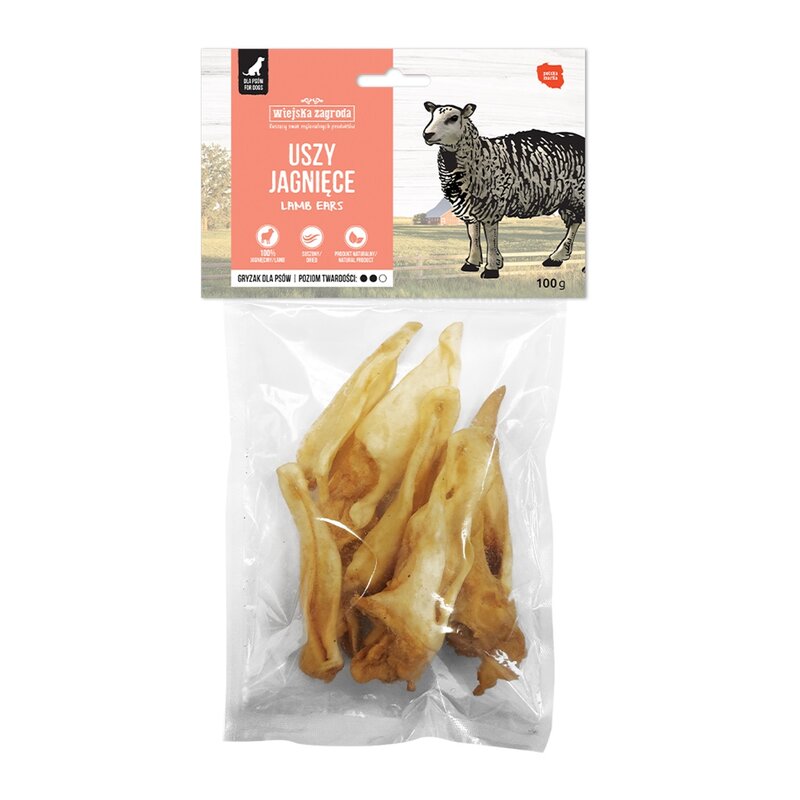 Przysmak dla psa WIEJSKA ZAGRODA Suszone uszy jagnięce 100 g