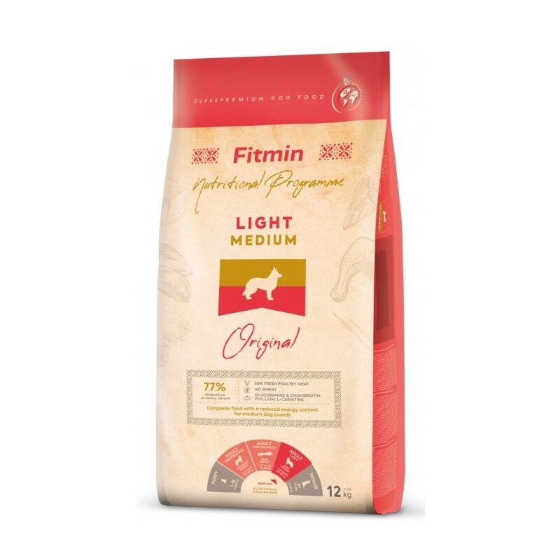 Karma dla psa FITMIN Medium Light Drób z mięsem ryb i wątróbką 12 kg