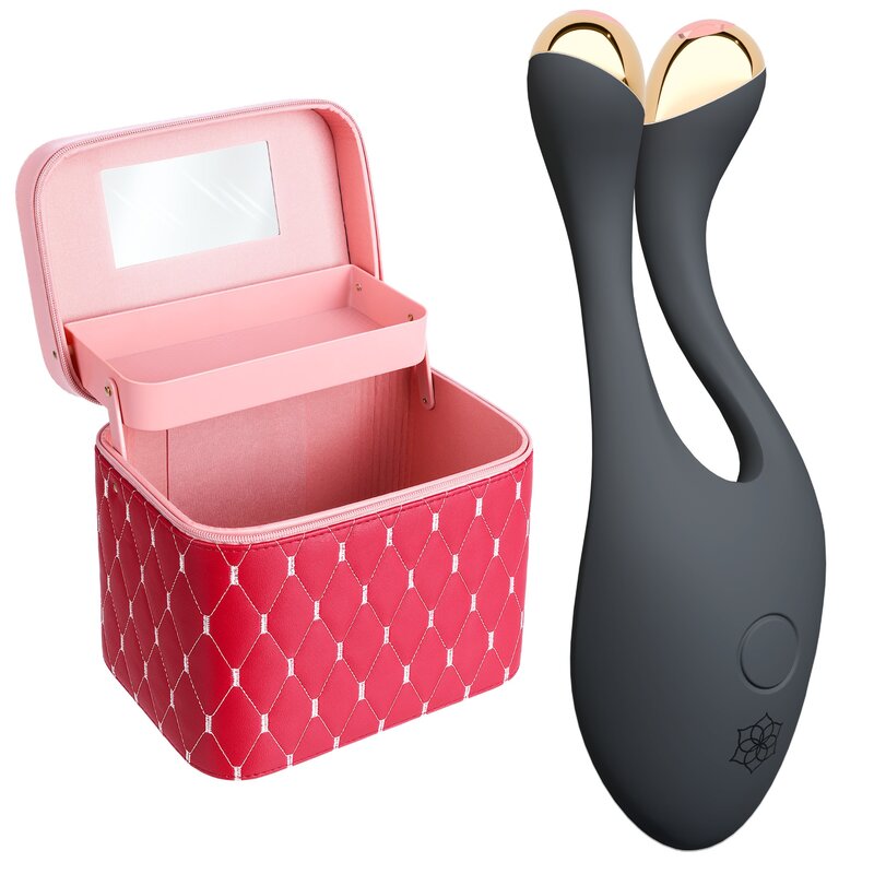 Urządzenie do liftingu twarzy DIFORO Amirta Czarno-złoty + kuferek na kosmetyki Bordowy