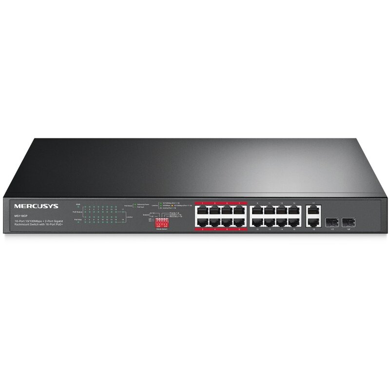Switch MERCUSYS MS118CP Fast Ethernet, 18 portów, Funkcja PoE