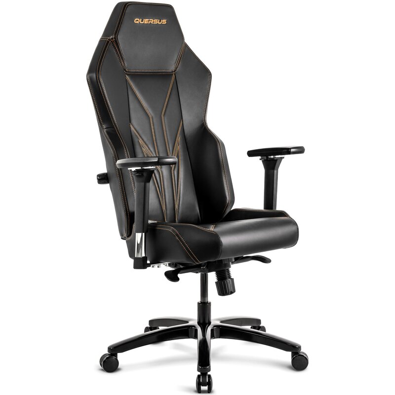 Fotel gamingowy QUERSUS Vaos.2.3 Gold Accent Czarny (złote elementy)