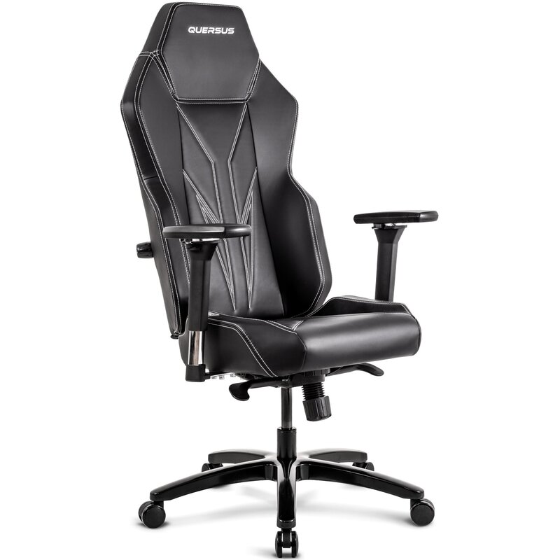 Fotel gamingowy QUERSUS Vaos.2.3 White Accent Czarny (białe elementy)