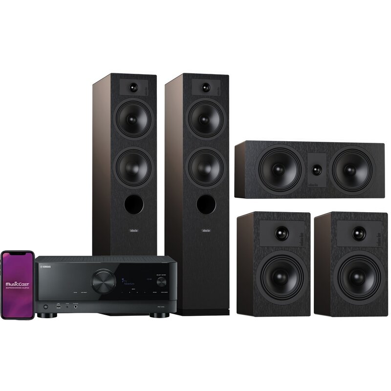 Zestaw stereo YAMAHA RX-V4A Czarny + INDIANA LINE Tesi 5 + INDIANA LINE Tesi 7 + INDIANA LINE Tesi 2 czarny