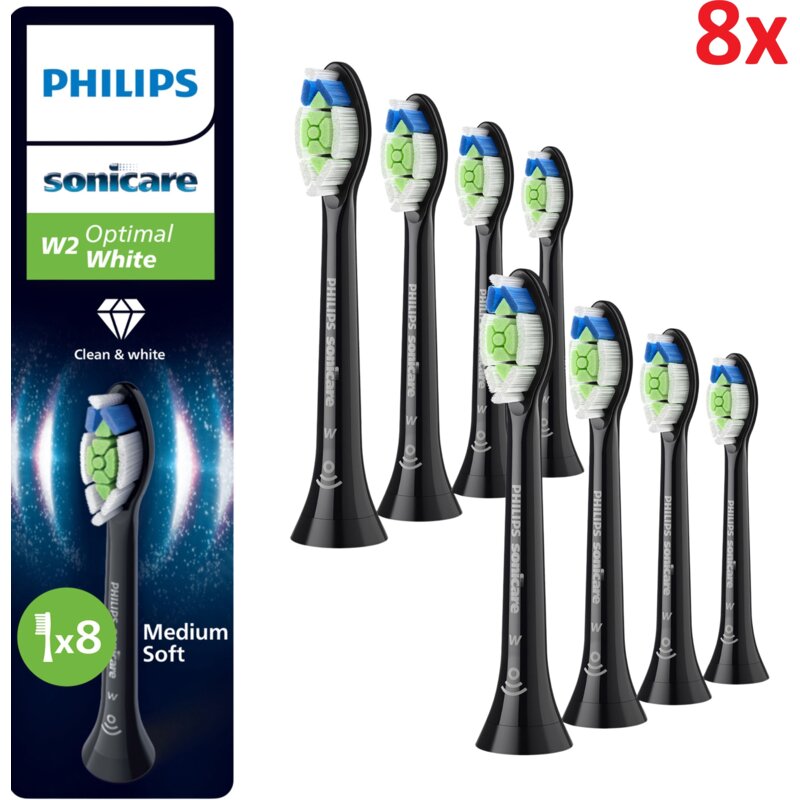 Oryginalna końcówka szczoteczki PHILIPS Sonicare W2 HX6068/88 Średnio miękkie włókna (8 szt.) (Wybielające)