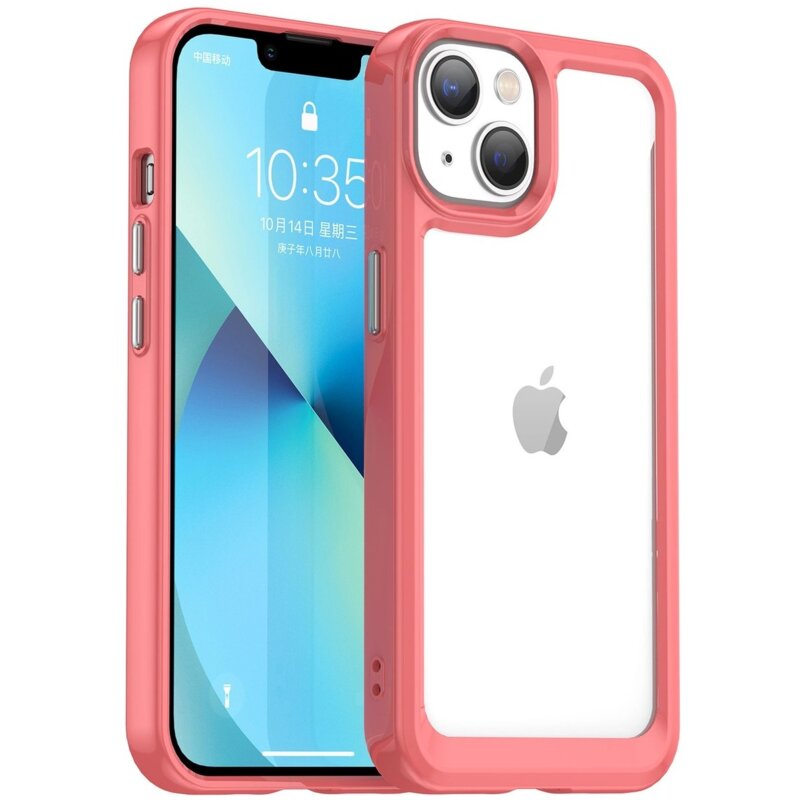 Etui HURTEL Outer Space Case do Apple iPhone 14 Przezroczysto-czerwony