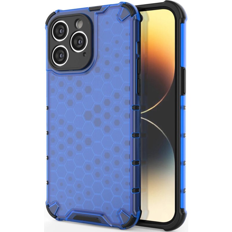 Etui HURTEL Honeycomb do Apple iPhone 14 Pro Max Niebieski