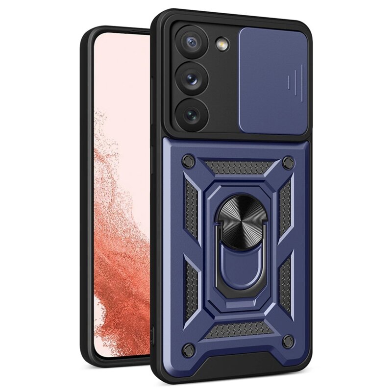 Etui HURTEL Hybrid Armor Camshield do Samsung Galaxy S23+ Niebieski