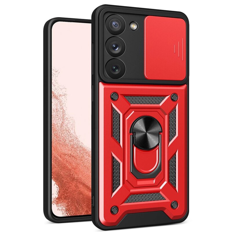Etui HURTEL Hybrid Armor Camshield do Samsung Galaxy S23+ Czerwony