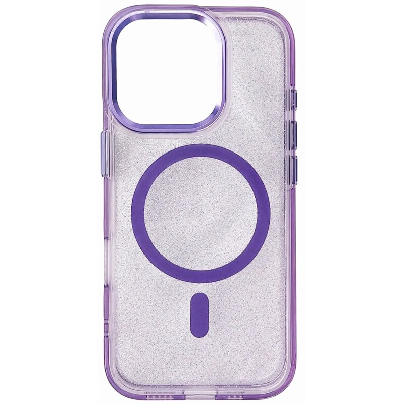 Etui HURTEL Glitter Case MagSafe do Apple iPhone 16 Fioletowo-przezroczysty