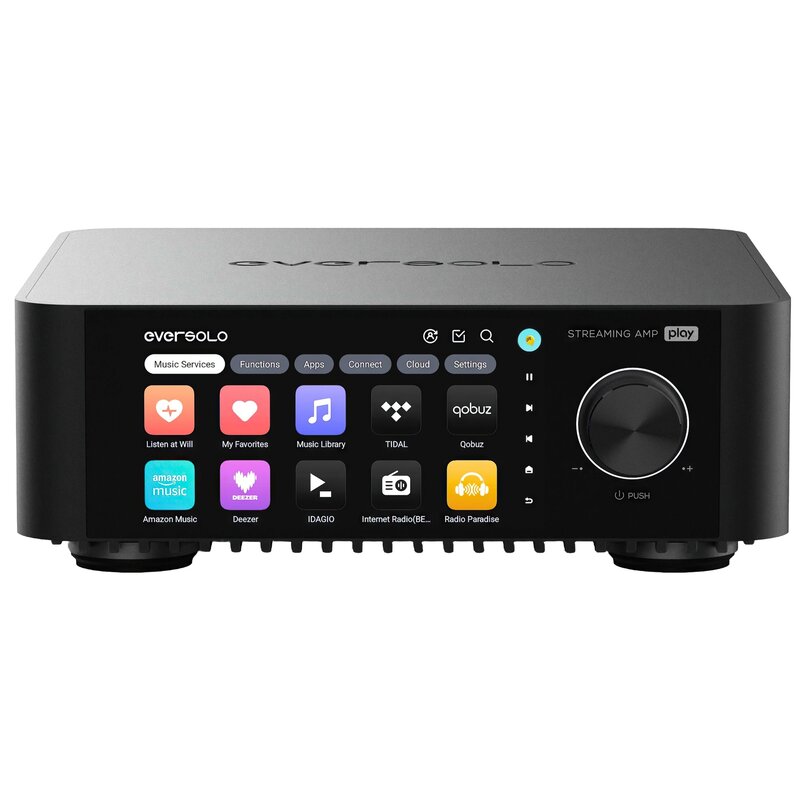 Wzmacniacz ALL IN ONE EVERSOLO Play Czarny, Wi-Fi, BT, Streamer muzyczny, Hi-Res Audio, PCM 32-bit/768kHz, DSD 512, Multiroom