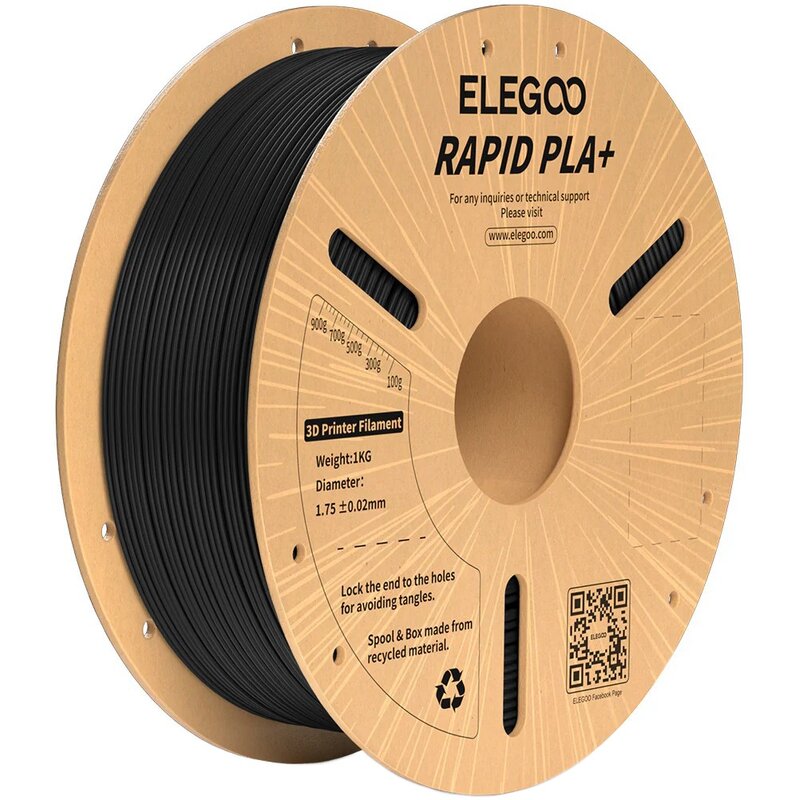 Filament ELEGOO Rapid PLA+, Średnica 1.75 mm, 1 kg (1 szt.) Czarny
